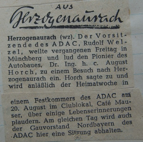 1949 AC 600 Jahre Herzogenaurach Horch Einladung