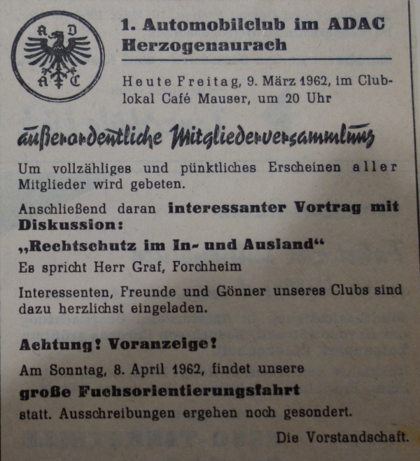 1962 AC Mitgliederversammlung